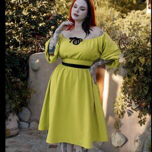 The Oblong Box Shop Eva Dress in Chartreuse